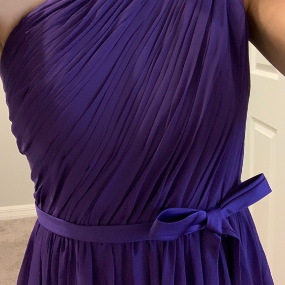 Purple 1-Shoulder Strap Bridesmaid Prom Dress Bow - Picture 5 of 8
